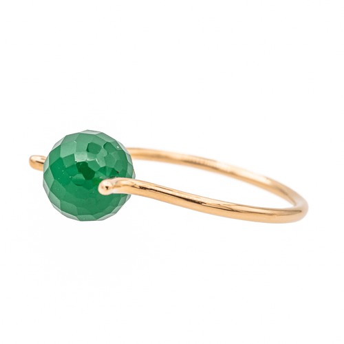 Bague 59 Bague en or rose 18 carats sertie d’une agate verte 58 Facettes 3083780CN