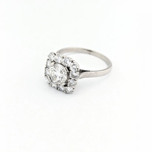 Bague 59 Bague Pompadour en or blanc 18 carats et platine avec diamants 58 Facettes 30884