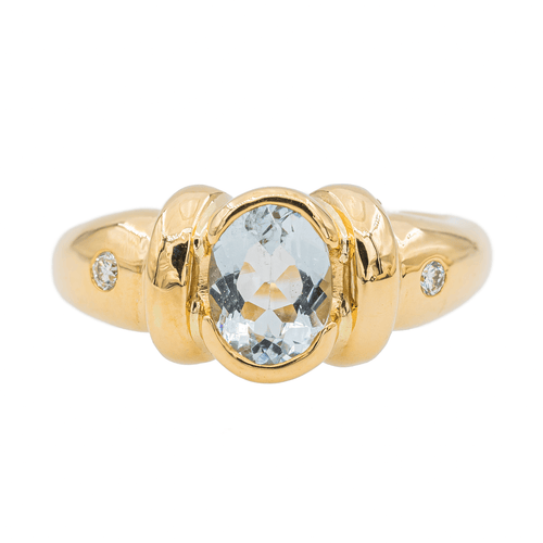 Bague 50 Bague  Or jaune Aigue marine, Diamant 58 Facettes 3088690CN