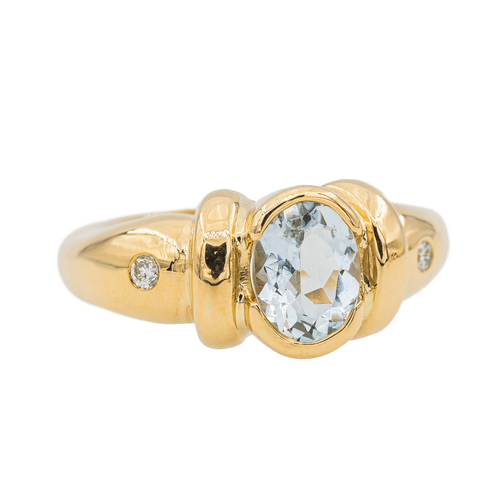 Bague 50 Bague  Or jaune Aigue marine, Diamant 58 Facettes 3088690CN