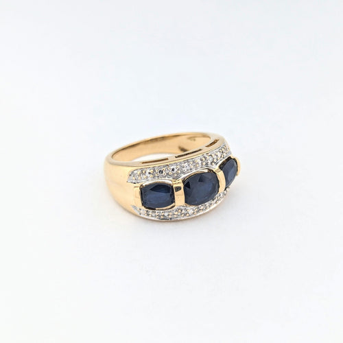 Bague 51.5 Bague en or jaune 18 carats avec saphirs et diamants 58 Facettes 30891