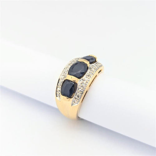 Bague 51.5 Bague en or jaune 18 carats avec saphirs et diamants 58 Facettes 30891