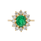 Bague 54 Bague pompadour en or jaune 18 carats, émeraude et diamants 58 Facettes 3090578CN