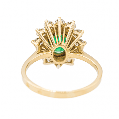 Bague 54 Bague pompadour en or jaune 18 carats, émeraude et diamants 58 Facettes 3090578CN