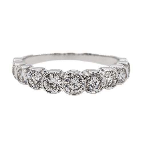 Bague 59 Alliance demi-tour - Bague en or blanc 18 carats et diamants 58 Facettes 3090582CN