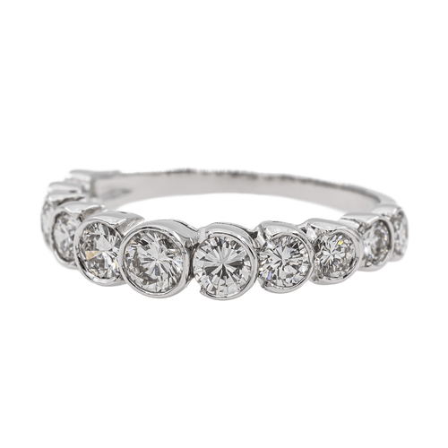 Bague 59 Alliance demi-tour - Bague en or blanc 18 carats et diamants 58 Facettes 3090582CN