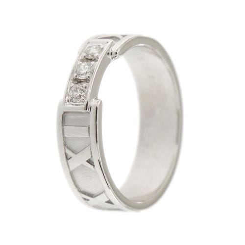 Bague 53 Tiffany & Co Atlas - Bague alliance en or blanc 18 ct et diamants 58 Facettes 30977