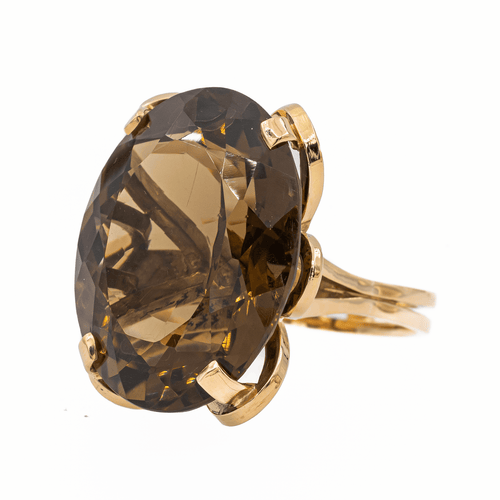 Bague 53 Bague cocktail en or jaune 18 carats sertie d’un quartz fumé 58 Facettes 3105052CN