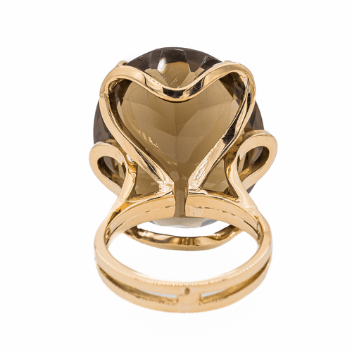 Bague 53 Bague cocktail en or jaune 18 carats sertie d’un quartz fumé 58 Facettes 3105052CN