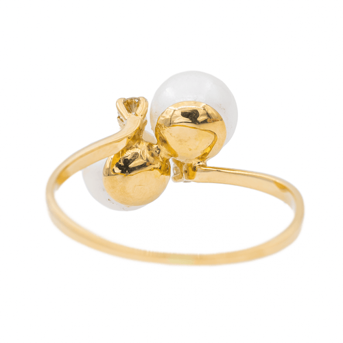 Bague 58 Bague Toi & Moi en or jaune avec perles et diamants 58 Facettes 3105054CN