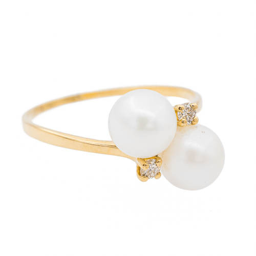 Bague 58 Bague Toi & Moi Or jaune Perle, Diamant 58 Facettes 3105054CN