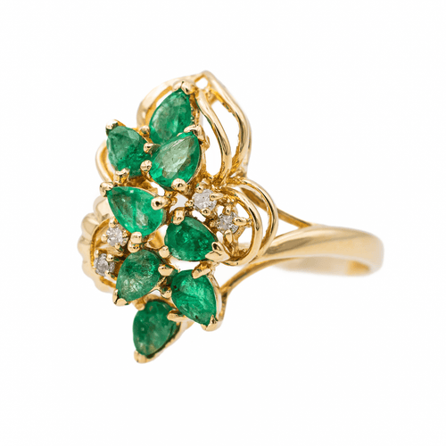 Bague 56 Bague Or jaune Emeraude, Diamant 58 Facettes 3105059CN