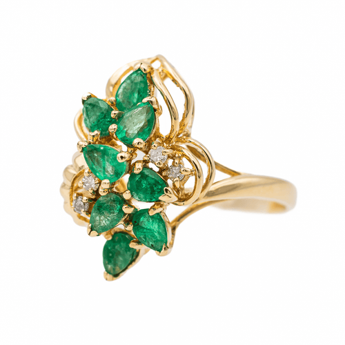 Bague 56 Bague en or jaune 18 carats sertie d’émeraudes et diamants 58 Facettes 3105059CN