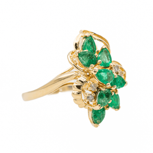 Bague 56 Bague en or jaune 18 carats sertie d’émeraudes et diamants 58 Facettes 3105059CN