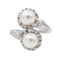 Bague 47 Bague toi et moi en or blanc 18 carats, perles et diamants 58 Facettes 3110014CN