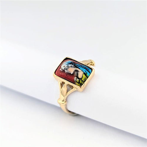 Bague 54 Bague en or jaune 18 carats et émail 58 Facettes 31134