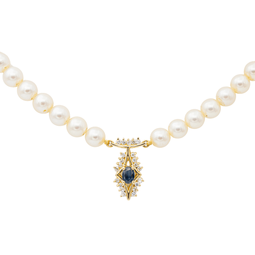 Collier Collier Perle Or jaune Saphir, Diamant 58 Facettes 3116109RV