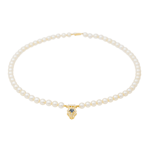 Collier Collier Perle Or jaune Saphir, Diamant 58 Facettes 3116109RV