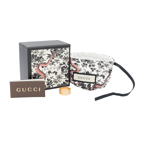 Bague 59 Gucci Icon Blossom - Bague en or rose 18 carats émaillée 58 Facettes 3118039CN