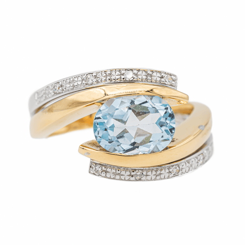 Bague 54 Bague Or jaune, Or blanc Topaze, Diamant 58 Facettes 3123435CN
