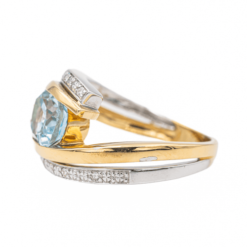 Bague 54 Bague Or jaune, Or blanc Topaze, Diamant 58 Facettes 3123435CN