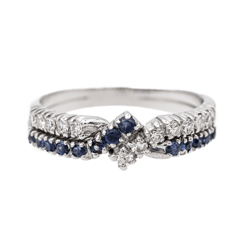 Bague 56 Bague en or blanc 18 carats avec saphirs et diamants 58 Facettes 3124049CN