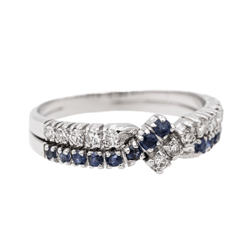 Bague 56 Bague en or blanc 18 carats avec saphirs et diamants 58 Facettes 3124049CN