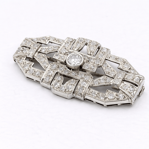 Broche Broche Art déco en platine 950 et diamants 58 Facettes 31309