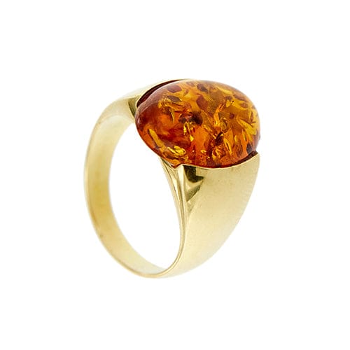 Bague Bague jonc en or jaune 18 ct avec ambre ovale 58 Facettes 31322