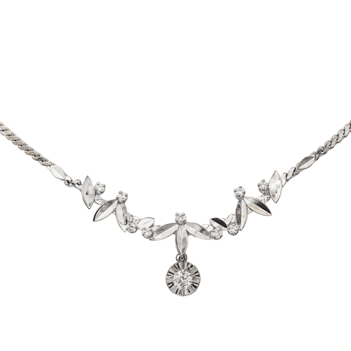 Collier Collier feuille en or blanc 18 carats et diamants 58 Facettes 3132893RV
