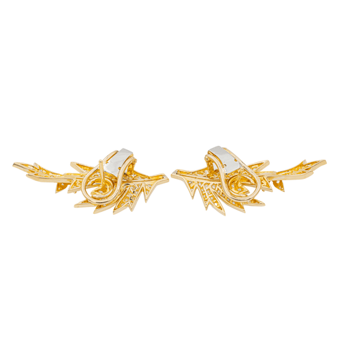 Boucles d'oreilles Boucles d'oreilles rétro motifs feuilles en or jaune 18 carats et diamants 58 Facettes 3132894RV
