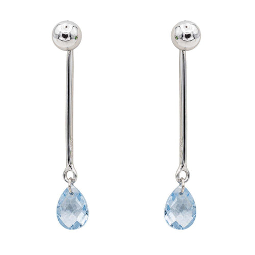 Boucles d'oreilles Boucles d'oreilles pendantes en or blanc 18 carats et aigues-marines 58 Facettes 3145033CN
