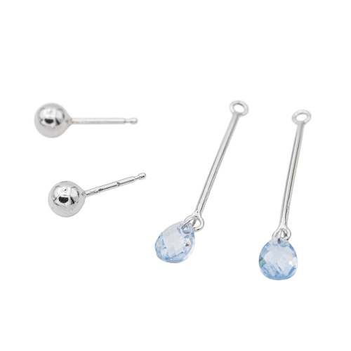 Boucles d'oreilles Boucles d'oreilles pendantes en or blanc 18 carats et aigues-marines 58 Facettes 3145033CN