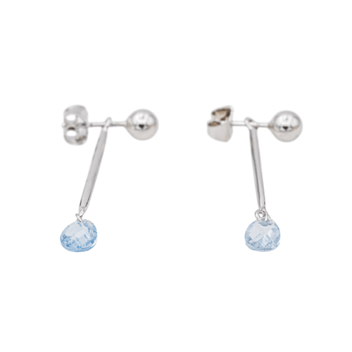 Boucles d'oreilles Boucles d'oreilles pendantes en or blanc 18 carats et aigues-marines 58 Facettes 3145033CN
