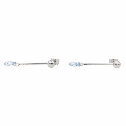 Boucles d'oreilles Boucles d'oreilles pendantes en or blanc 18 carats et aigues-marines 58 Facettes 3145033CN