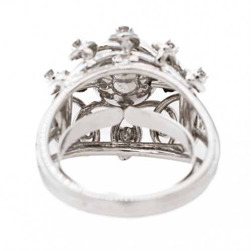 Bague 55 Bague cocktail en or blanc 18 carats avec perle et diamants 58 Facettes 3148552CN