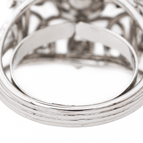 Bague 55 Bague cocktail en or blanc 18 carats avec perle et diamants 58 Facettes 3148552CN