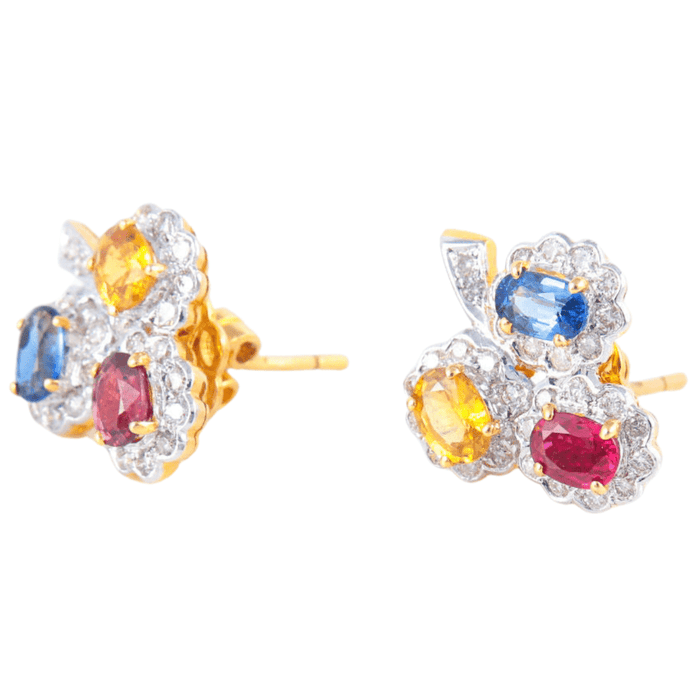 Boucles d'oreilles Boucles d'Oreilles Trèfles, Saphirs de Couleurs & Diamants 58 Facettes DV0032-58