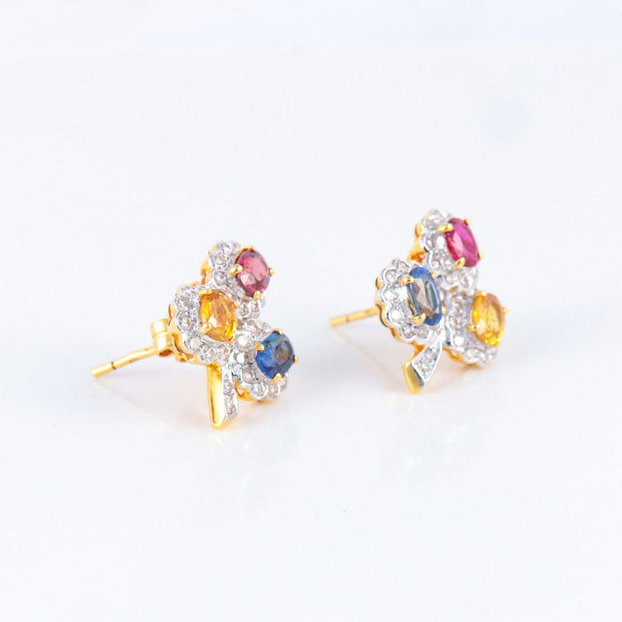 Boucles d'oreilles Boucles d'Oreilles Trèfles, Saphirs de Couleurs & Diamants 58 Facettes DV0032-58