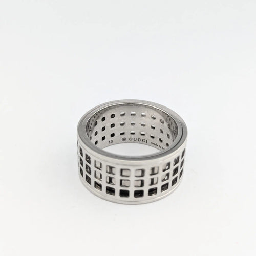 Bague 59 Gucci - Bague Scroll large en or blanc et diamants 58 Facettes 31501