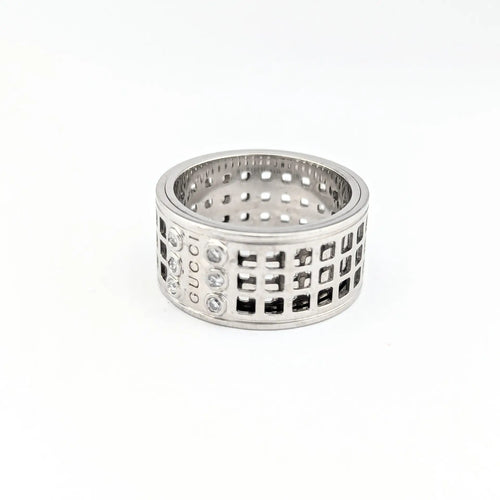 Bague 59 Gucci - Bague Scroll large en or blanc et diamants 58 Facettes 31501