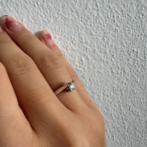 Bague 52 Bague solitaire - Diamant taille brillant en or blanc 18 carats 58 Facettes 31624