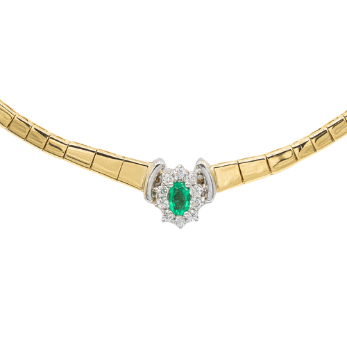 Collier Collier en or jaune 18 carats avec émeraude et diamants 58 Facettes 3182200CN