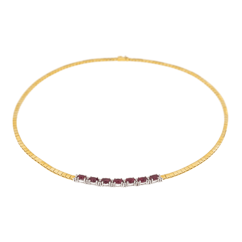 Collier Collier Or jaune, Or blanc Rubis, Diamant 58 Facettes 3182204CN