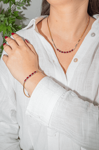 Collier Collier en or jaune et or blanc 18 carats rubis et diamants 58 Facettes 3182204CN