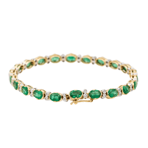 Bracelet Bracelet en or jaune et or blanc 18 carats avec émeraudes et diamants 58 Facettes 3182205CN