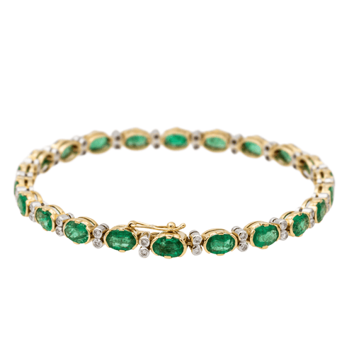 Bracelet Bracelet en or jaune et or blanc 18 carats avec émeraudes et diamants 58 Facettes 3182205CN