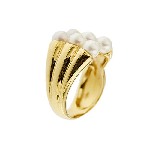 Bague Bague à perles en or jaune 18 ct 58 Facettes 31844