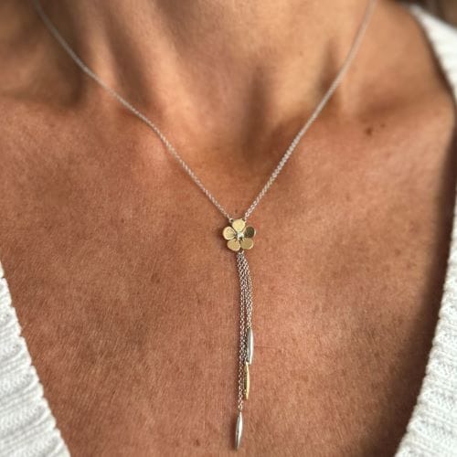 Collier Comete - Collier avec fleur en or rose et blanc 18 kt et diamant 58 Facettes 31903