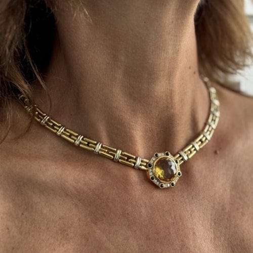 Collier Chimento - Collier en or jaune et or blanc avec citrine, saphirs et diamants 58 Facettes 31915